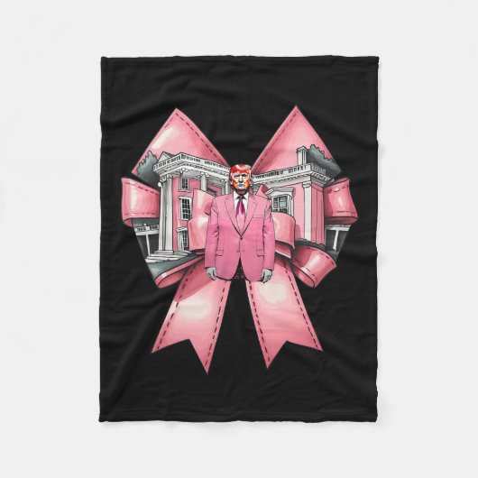 Grappige Coquette Bow Trump Roze Hart Valentijn Fleece Deken (Voorkant)