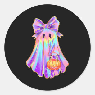 Grappige Coquette Strik Geest Pompoen Halloween So Ronde Sticker