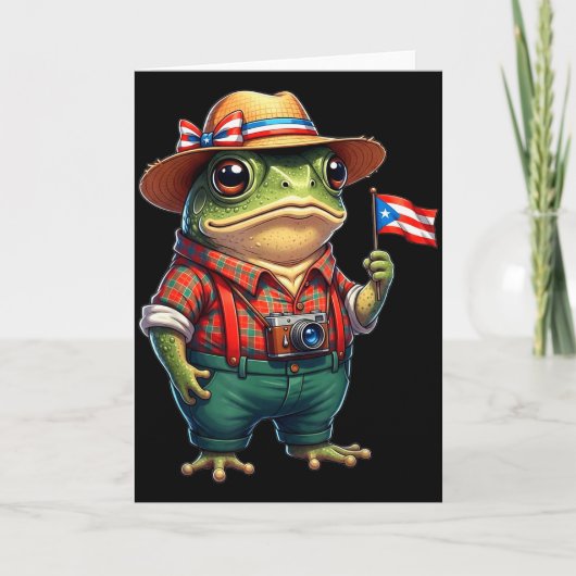Grappige Coqui Kikker Puerto Rico Vlag Taino Boric Kaart (Voorkant)
