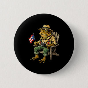 Grappige coqui kikker puerto rico vlag taino boric ronde button 5,7 cm