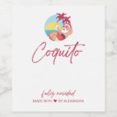 Grappige Coquito Santa Eten en Drank Label Set Wijn Etiket (Enkel label)