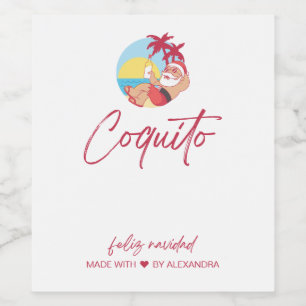 Grappige Coquito Santa Eten en Drank Label Set Wijn Etiket