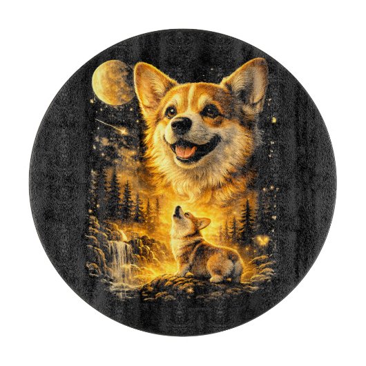 grappige corgi die naar de maan huilt snijplank (Voorkant)