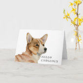 Grappige Corgi Dog Pun | Hallo moedig Kaart (Gele Bloem)