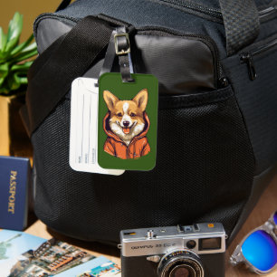 Grappige Corgi Draag Hoodie Bagagelabel