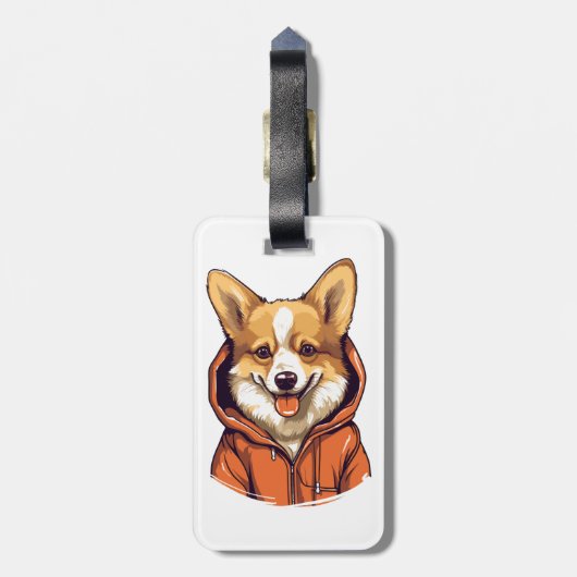 Grappige Corgi Draag Hoodie Bagagelabel (Achterkant verticaal)