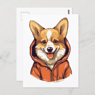 Grappige Corgi Draag Hoodie Briefkaart
