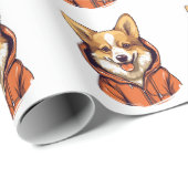 Grappige Corgi Draag Hoodie Cadeaupapier (Rol Hoek)