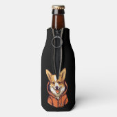 Grappige Corgi Draag Hoodie Flesjeskoeler (Fles Achterkant)
