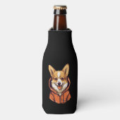 Grappige Corgi Draag Hoodie Flesjeskoeler (Fles Voorkant)