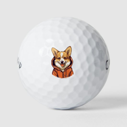 Grappige Corgi Draag Hoodie Golfballen (Voorkant)