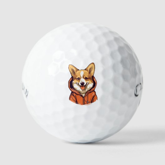Grappige Corgi Draag Hoodie Golfballen (Voorkant)