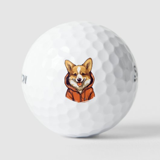 Grappige Corgi Draag Hoodie Golfballen (Voorkant)
