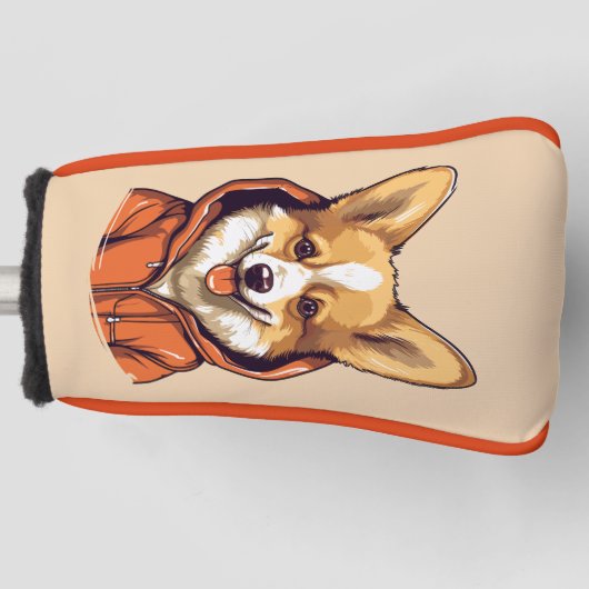 Grappige Corgi Draag Hoodie Golfheadcover (Voorkant)