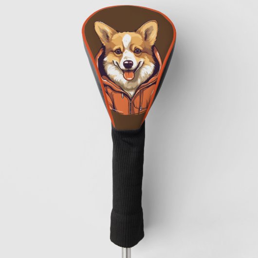 Grappige Corgi Draag Hoodie Golfheadcover (Voorkant)