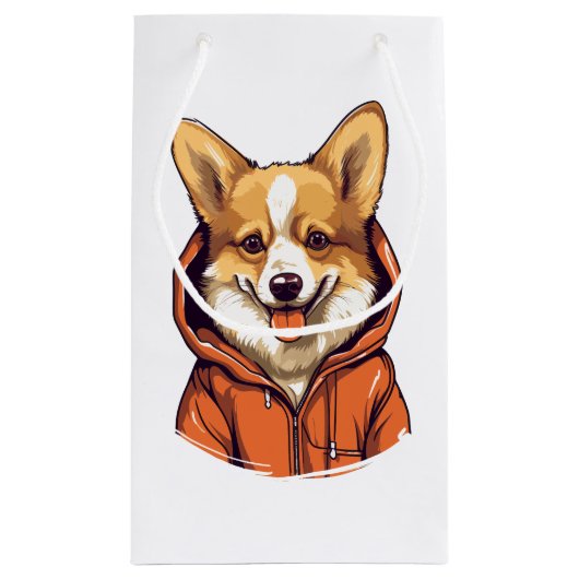 Grappige Corgi Draag Hoodie Klein Cadeauzakje (Achterkant)