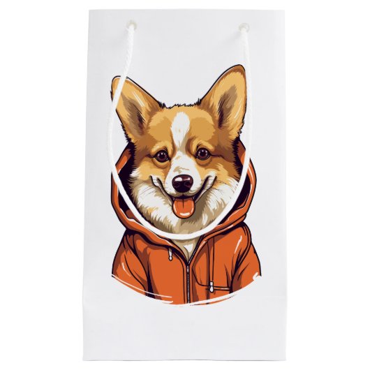 Grappige Corgi Draag Hoodie Klein Cadeauzakje (Voorkant)