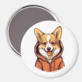 Grappige Corgi Draag Hoodie Magneet (Voorkant / Achterkant)