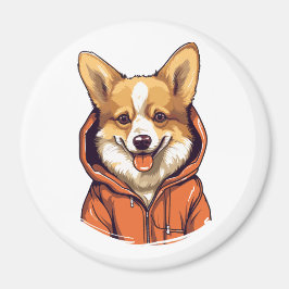 Grappige Corgi Draag Hoodie Magneet