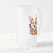 Grappige Corgi Draag Hoodie Matglas Bierpul (Voorkant rechts)