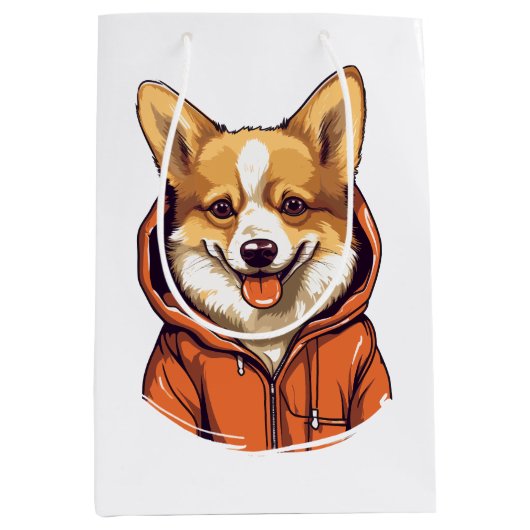 Grappige Corgi Draag Hoodie Medium Cadeauzakje (Voorkant)
