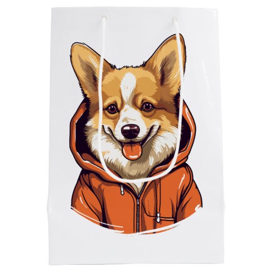 Grappige Corgi Draag Hoodie Medium Cadeauzakje (Achterkant)