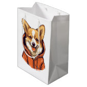Grappige Corgi Draag Hoodie Medium Cadeauzakje (Achterkant Gekanteld)