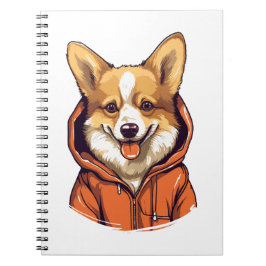 Grappige Corgi Draag Hoodie Notitieboek