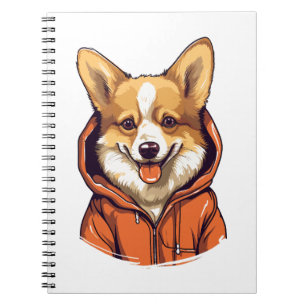 Grappige Corgi Draag Hoodie Notitieboek