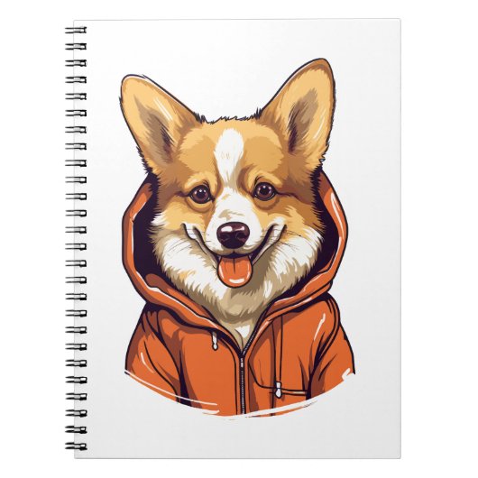 Grappige Corgi Draag Hoodie Notitieboek (Voorkant)