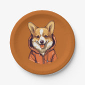 Grappige Corgi Draag Hoodie Papieren Bordje (Voorkant)