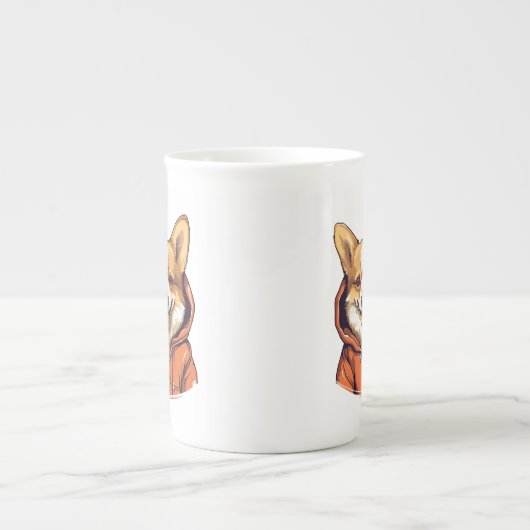 Grappige Corgi Draag Hoodie Porselein Kop (Voorkant)