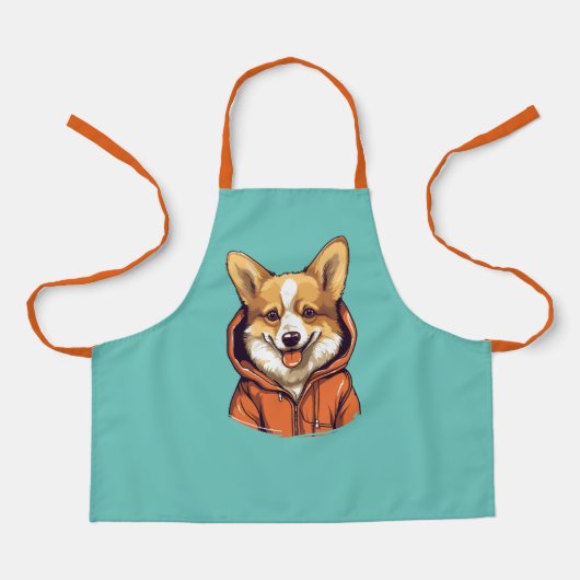 Grappige Corgi Draag Hoodie Schort (Voorkant)