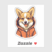 Grappige Corgi Draag Hoodie Sticker (Vel)