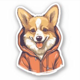 Grappige Corgi Draag Hoodie Sticker