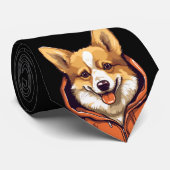 Grappige Corgi Draag Hoodie Stropdas (Opgerold)