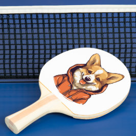 Grappige Corgi Draag Hoodie Tafeltennisbatje