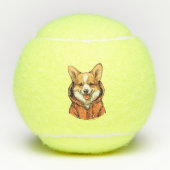 Grappige Corgi Draag Hoodie Tennisballen (Voorkant)