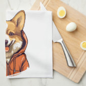 Grappige Corgi Draag Hoodie Theedoek (Quarter Fold)