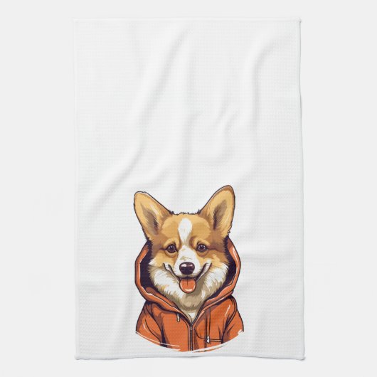 Grappige Corgi Draag Hoodie Theedoek (Verticaal)