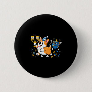 Grappige Corgi Dreidel Menora Hanukka Kinderen Vro Ronde Button 5,7 Cm
