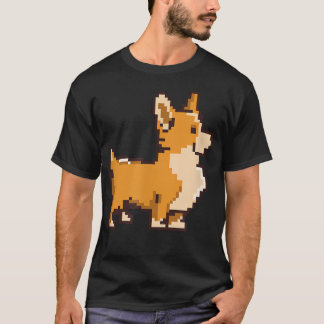 Grappige Corgi Hond Dier Pixel Kunst Retro Video T-shirt
