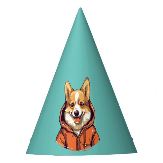 Grappige Corgi Hond Dragen Hoodie Feesthoedjes (Voorkant)
