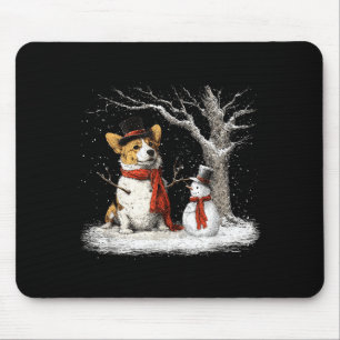 Grappige Corgi-hond in de Sneeuw Boom Kerst Winter Muismat
