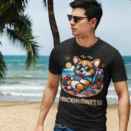 Grappige Corgi hond Incorgnito spelen poker T-shirt