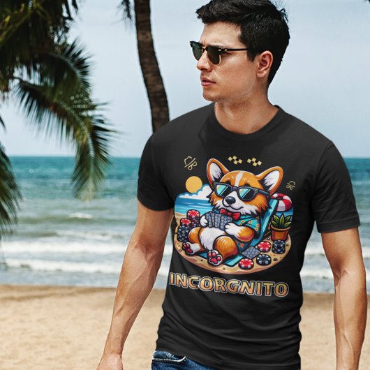 Grappige Corgi hond Incorgnito spelen poker T-shirt