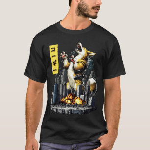 Grappige Corgi Hond Kaiju Monster Japans T-shirt