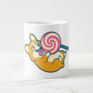 Grappige Corgi-hond met reusachtige lolly Grote Koffiekop