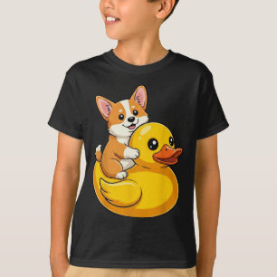 Grappige Corgi-hond op Rubberen Eend Mooie Dieren T-shirt