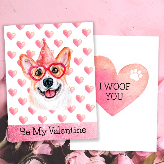 Grappige Corgi Ik Woef Je Hond Valentijnsdag Feestdagenkaart